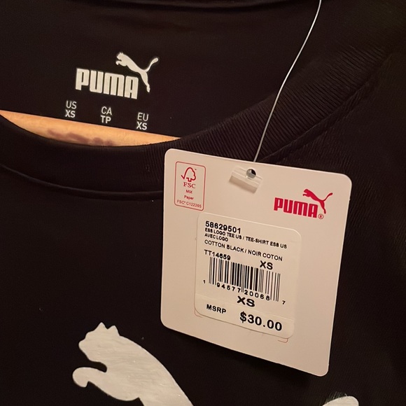 NWT Black Puma T Shirt size XS 100% cotton - Picture 3 of 7